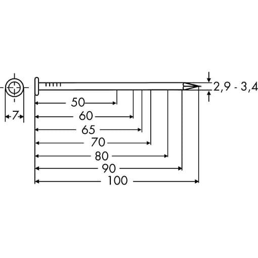 B-NAEGEL TYP-VII 3,8X130MM BL